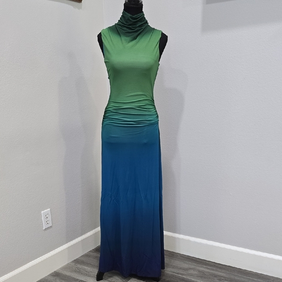 Jonathan Simkhai Sleeveless Green to Blue Ombre Maxi Dress - Picture 3 of 16
